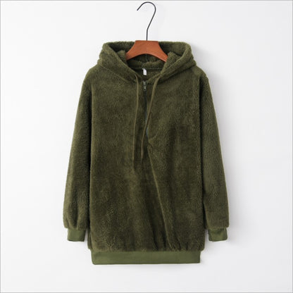 European and American long-sleeved hooded solid color sweater